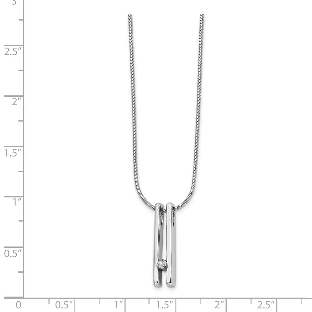 Alternate view of the Double Bar Diamond Necklace in Rhodium Plated Silver, 18-20 Inch by The Black Bow Jewelry Co.