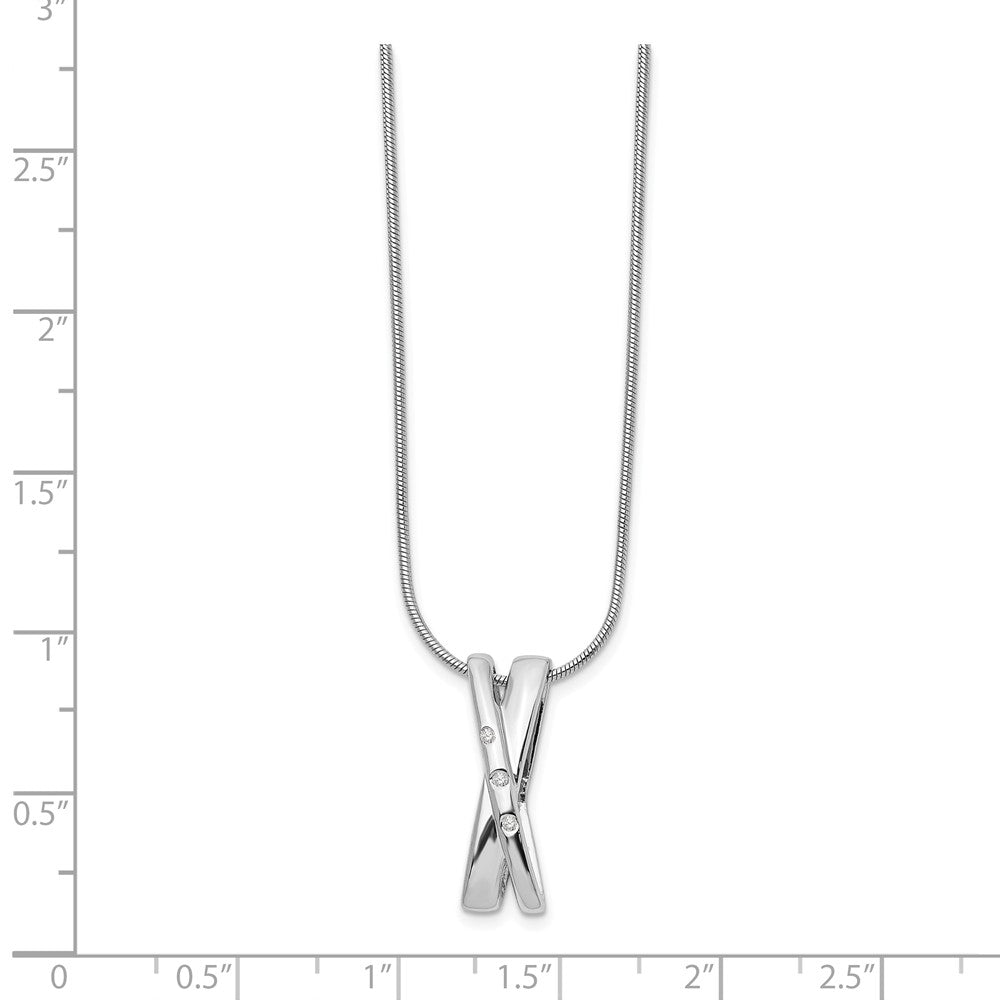 Alternate view of the Diamond Crossover Necklace in Rhodium Plated Silver, 18-20 Inch by The Black Bow Jewelry Co.