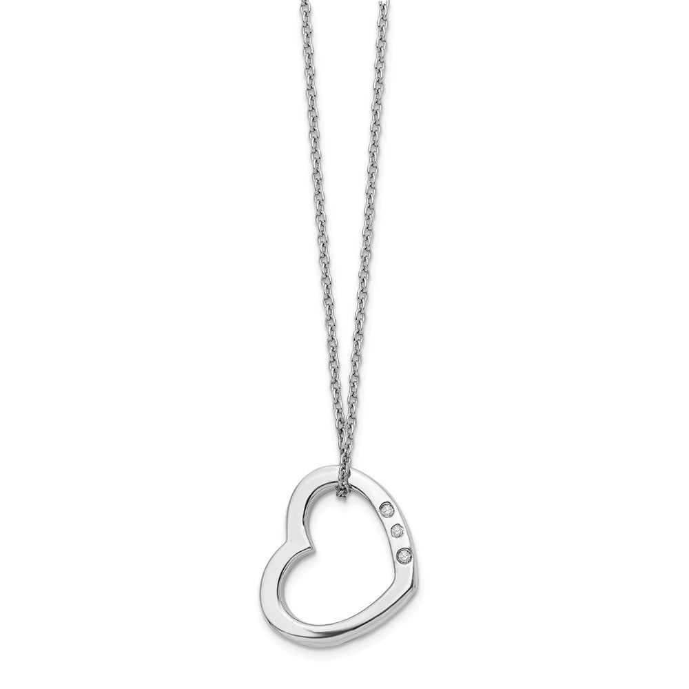 20mm Diamond Heart Slide Necklace in Rhodium Plated Silver, 18-20 Inch, Item N10535 by The Black Bow Jewelry Co.
