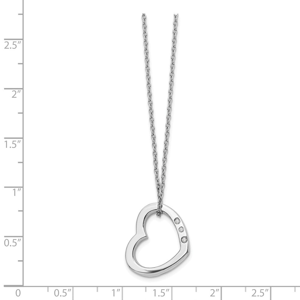 Alternate view of the 20mm Diamond Heart Slide Necklace in Rhodium Plated Silver, 18-20 Inch by The Black Bow Jewelry Co.