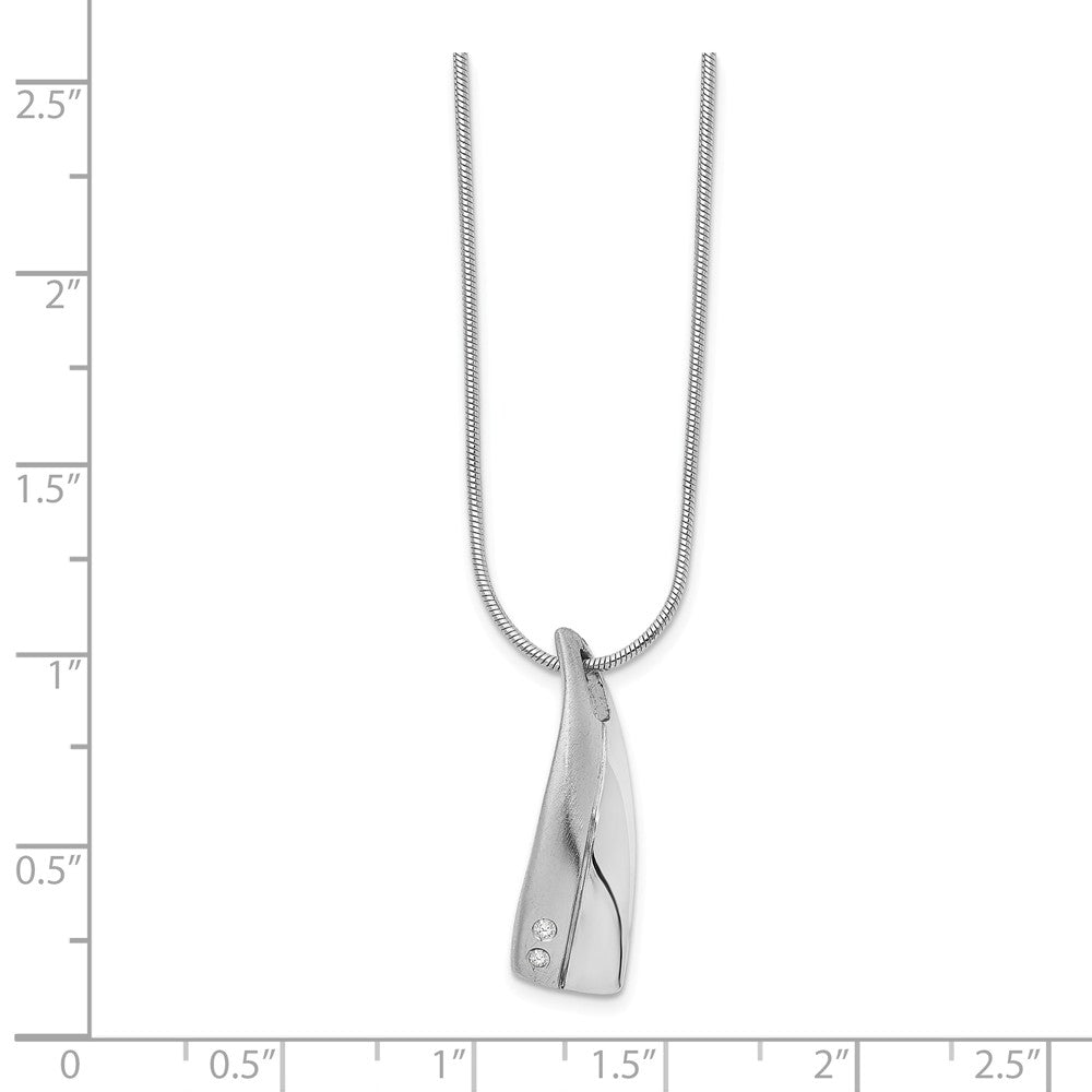 Alternate view of the Vertical Diamond Accent Silver Adjustable Necklace, 18 Inch by The Black Bow Jewelry Co.