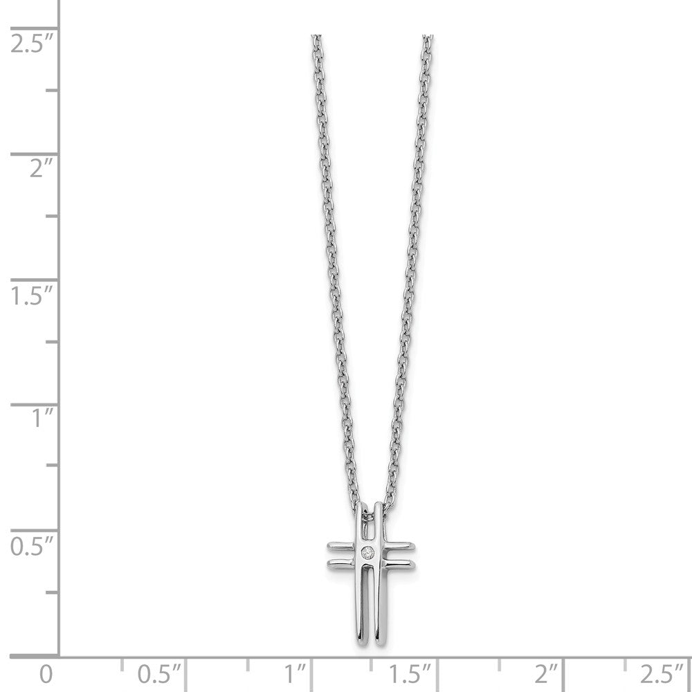 Alternate view of the .01 Carat Diamond Cross Necklace in Rhodium Plated Silver, 18-20 Inch by The Black Bow Jewelry Co.
