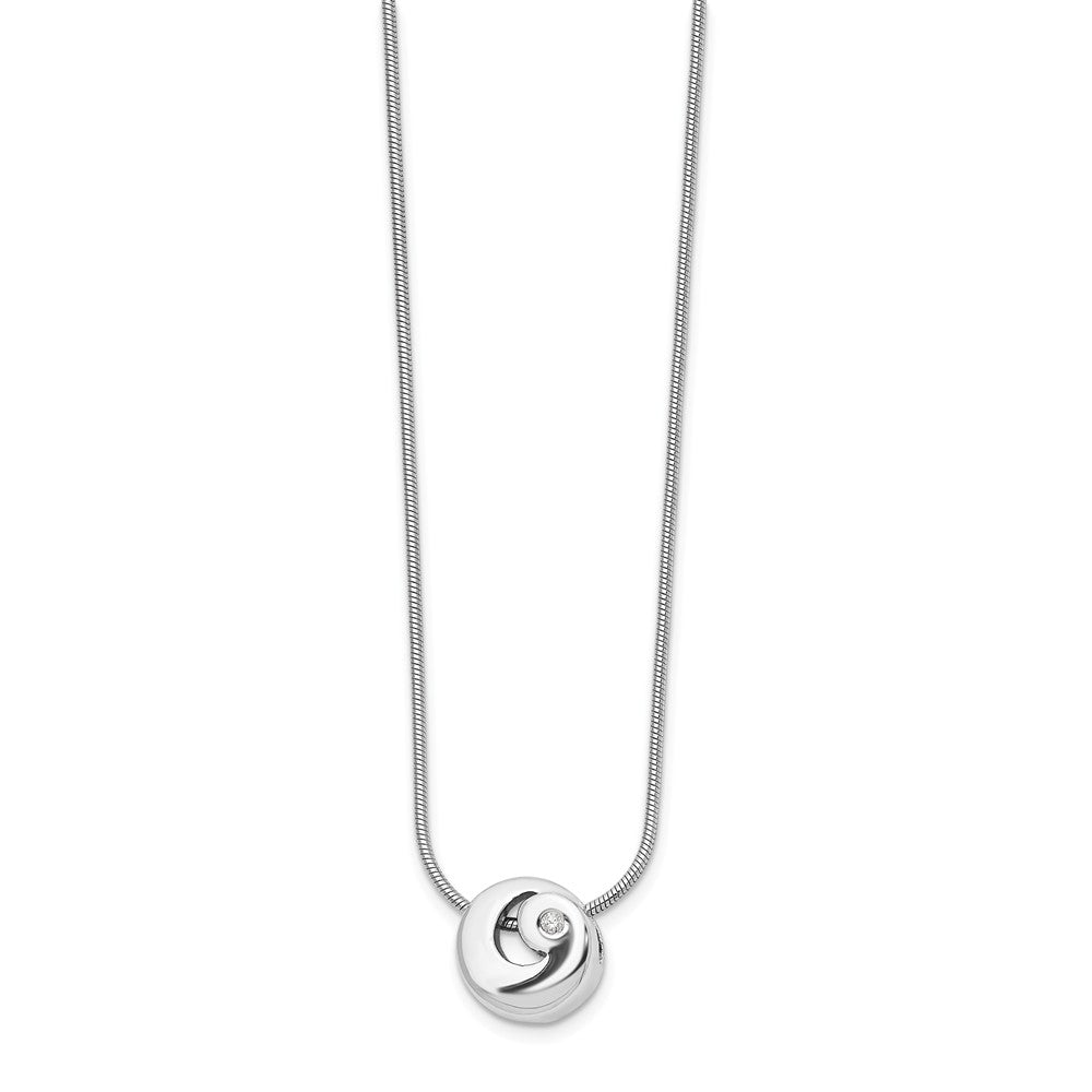 Diamond Swirl Necklace in Rhodium Plated Silver, 18-20 Inch, Item N10541 by The Black Bow Jewelry Co.