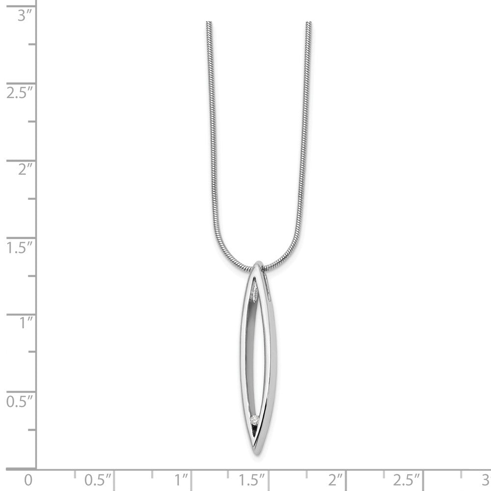 Alternate view of the Diamond Accent Marquise Necklace in Rhodium Plated Silver, 18-20 Inch by The Black Bow Jewelry Co.