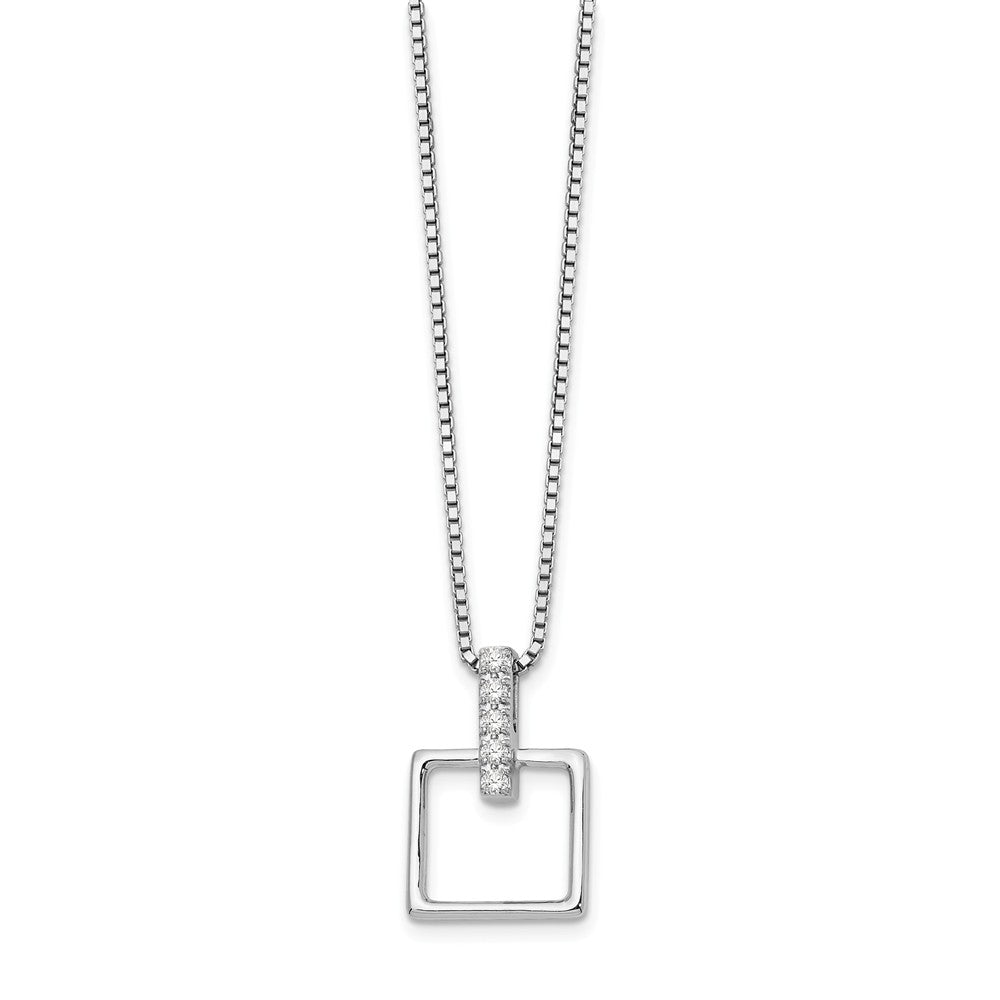 Diamond Bail Square Necklace in Rhodium Plated Silver, 18-20 Inch, Item N10546 by The Black Bow Jewelry Co.