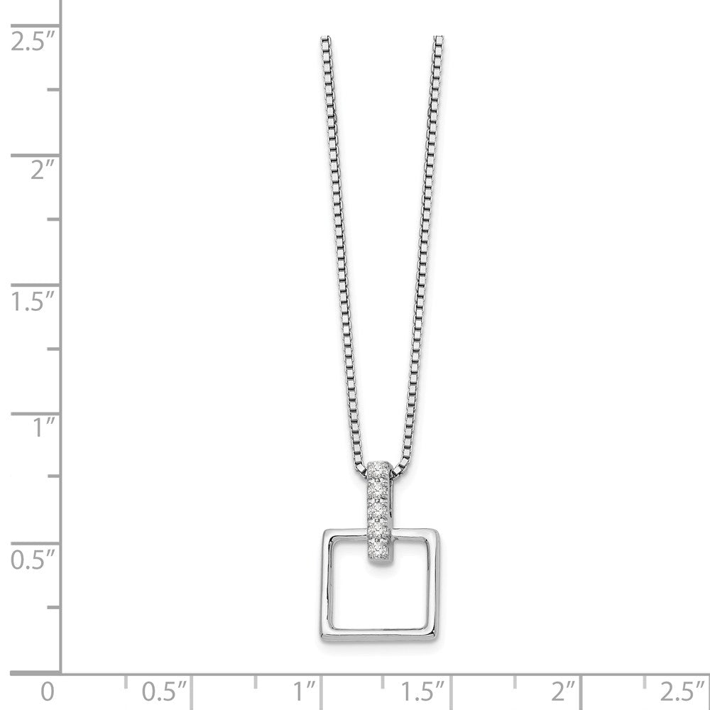 Alternate view of the Diamond Bail Square Necklace in Rhodium Plated Silver, 18-20 Inch by The Black Bow Jewelry Co.