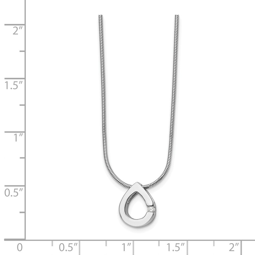 Alternate view of the Diamond Accent Teardrop Necklace in Rhodium Plated Silver, 18-20 Inch by The Black Bow Jewelry Co.