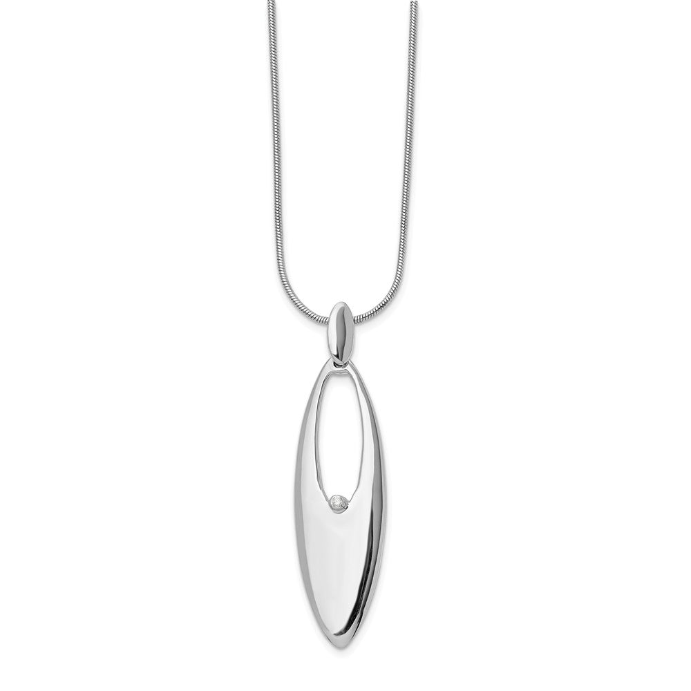 Marquise Diamond Accent Necklace in Rhodium Plated Silver, 18-20 Inch, Item N10559 by The Black Bow Jewelry Co.