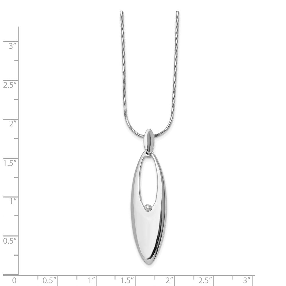 Alternate view of the Marquise Diamond Accent Necklace in Rhodium Plated Silver, 18-20 Inch by The Black Bow Jewelry Co.