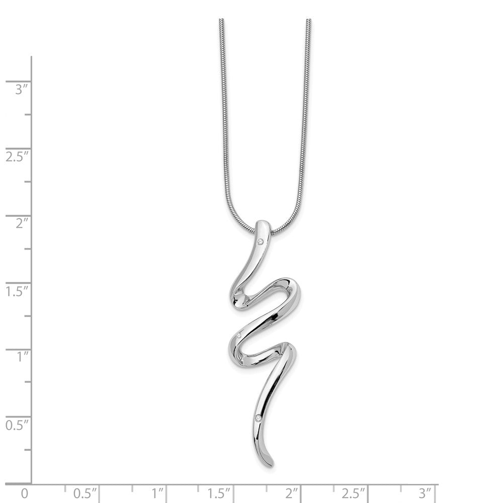 Alternate view of the Diamond Serpentine Necklace in Rhodium Plated Silver, 18-20 Inch by The Black Bow Jewelry Co.