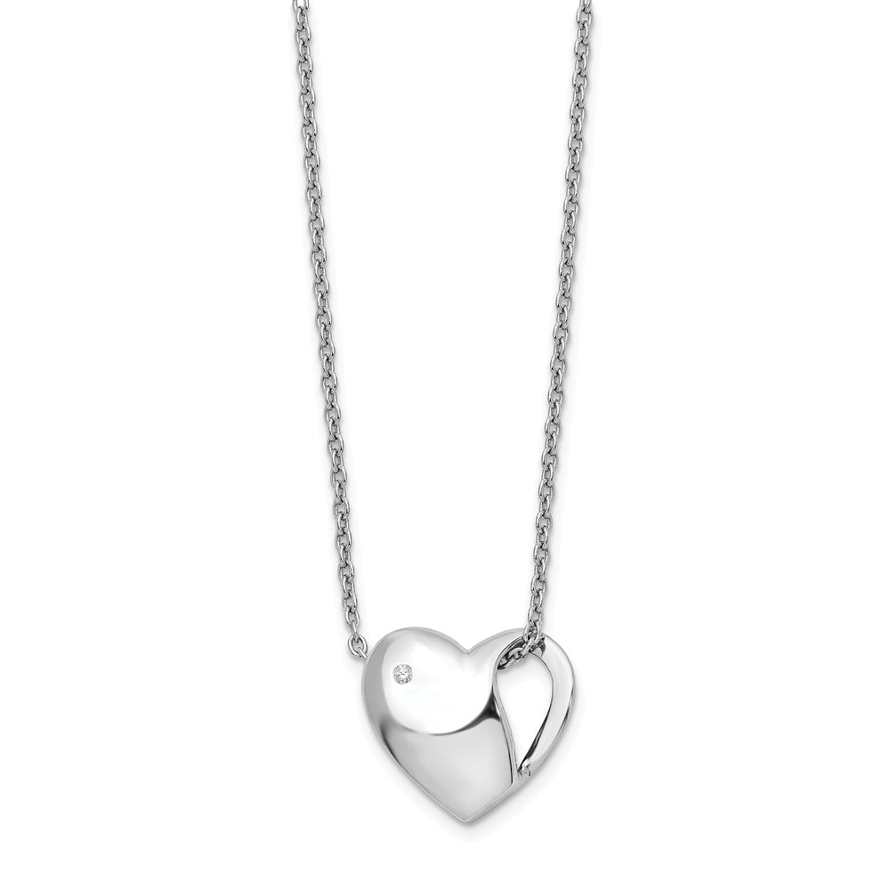 Diamond Cutout Heart Necklace in Rhodium Plated Silver, 18-20 Inch, Item N10574 by The Black Bow Jewelry Co.