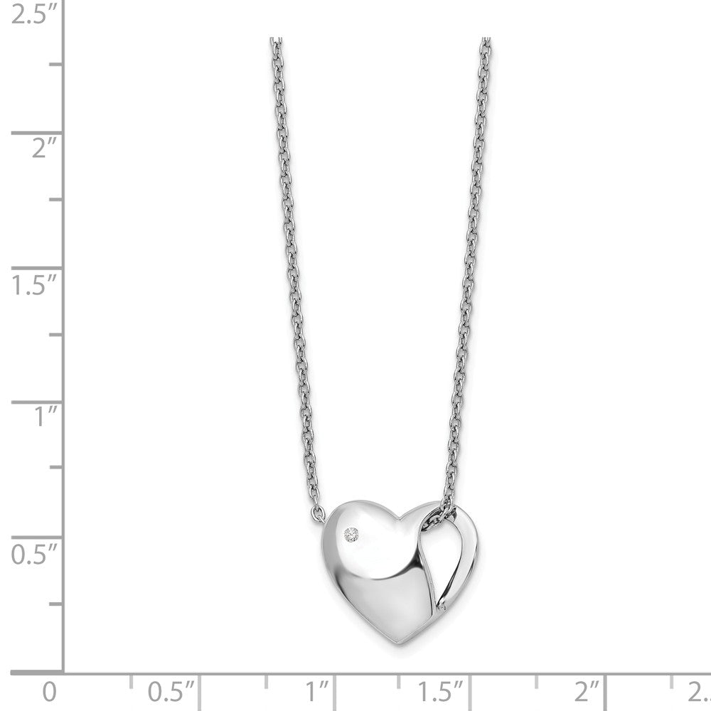 Alternate view of the Diamond Cutout Heart Necklace in Rhodium Plated Silver, 18-20 Inch by The Black Bow Jewelry Co.