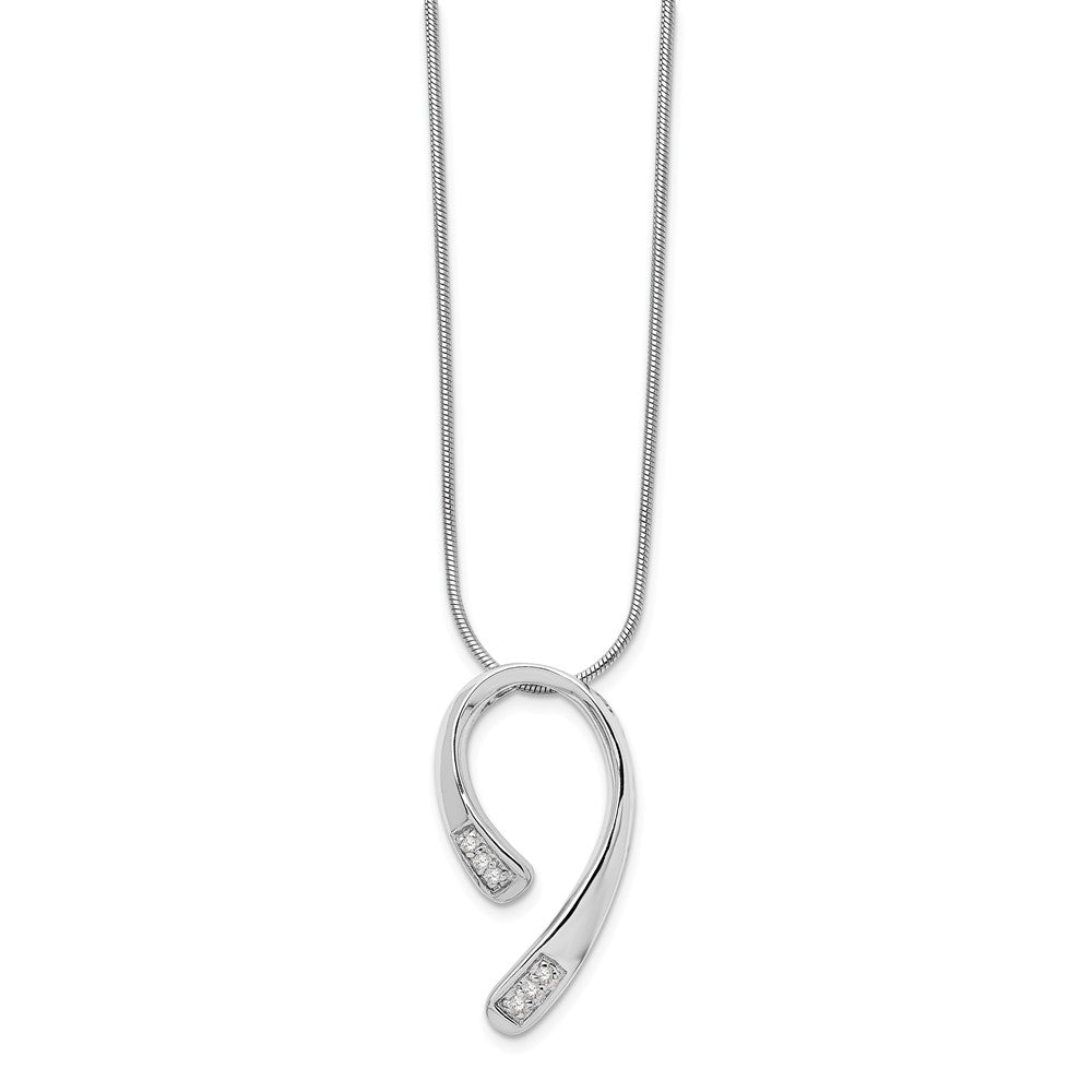 Diamond Hook Necklace in Rhodium Plated Silver, 18-20 Inch, Item N10575 by The Black Bow Jewelry Co.
