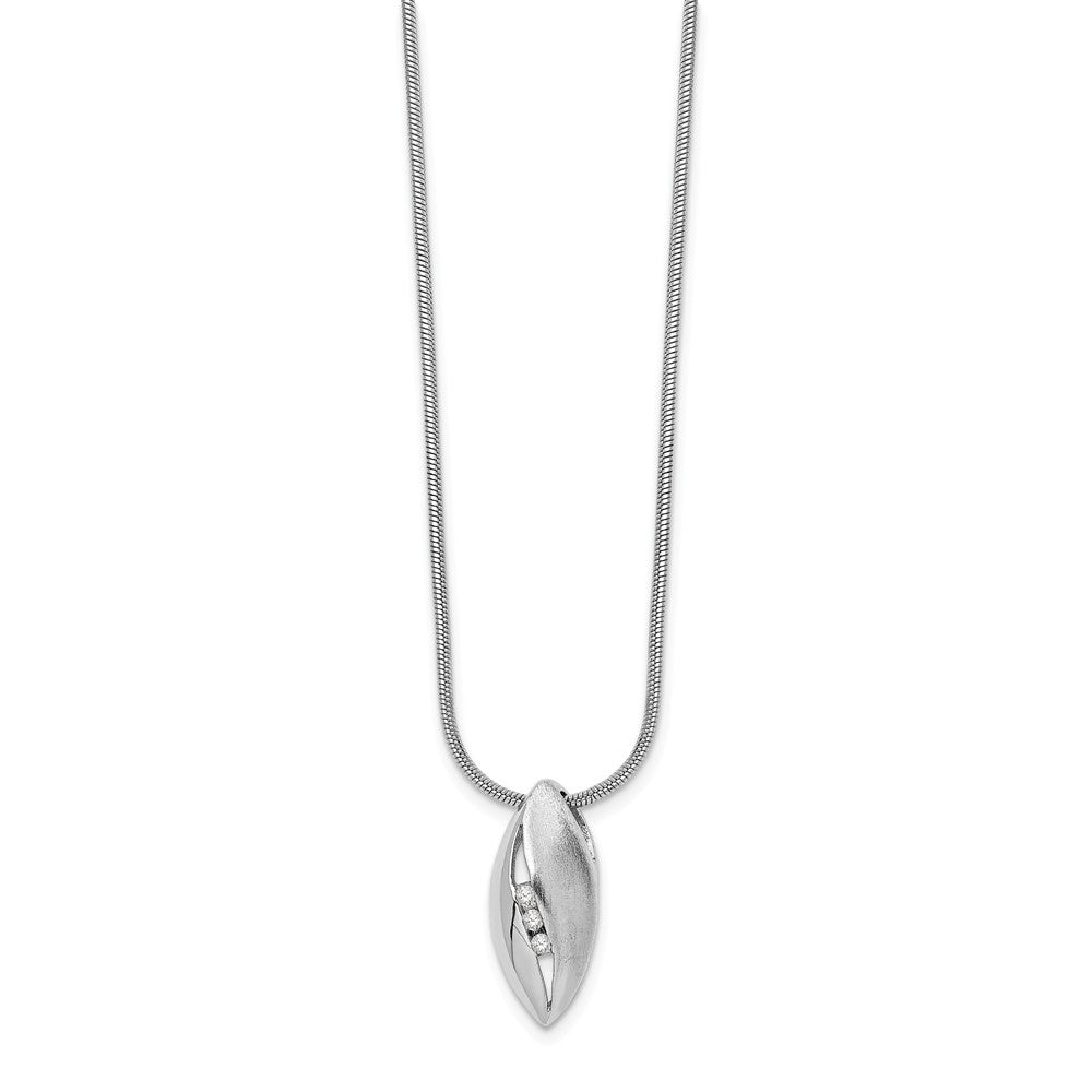 3 Stone Diamond Marquise Necklace in Rhodium Plated Silver, 18-20 Inch, Item N10577 by The Black Bow Jewelry Co.