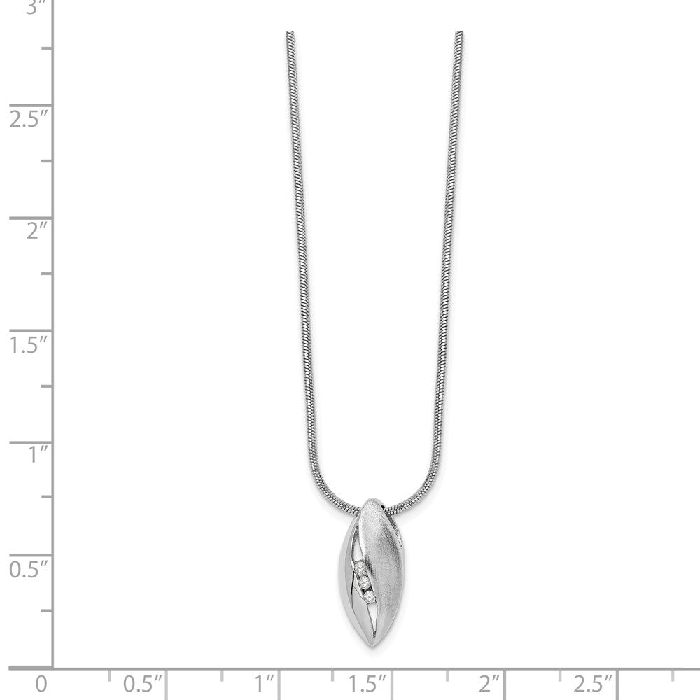 Alternate view of the 3 Stone Diamond Marquise Necklace in Rhodium Plated Silver, 18-20 Inch by The Black Bow Jewelry Co.