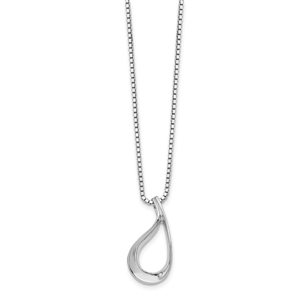 Twisted Teardrop Diamond Necklace in Rhodium Plated Silver, 18-20 Inch, Item N10578 by The Black Bow Jewelry Co.