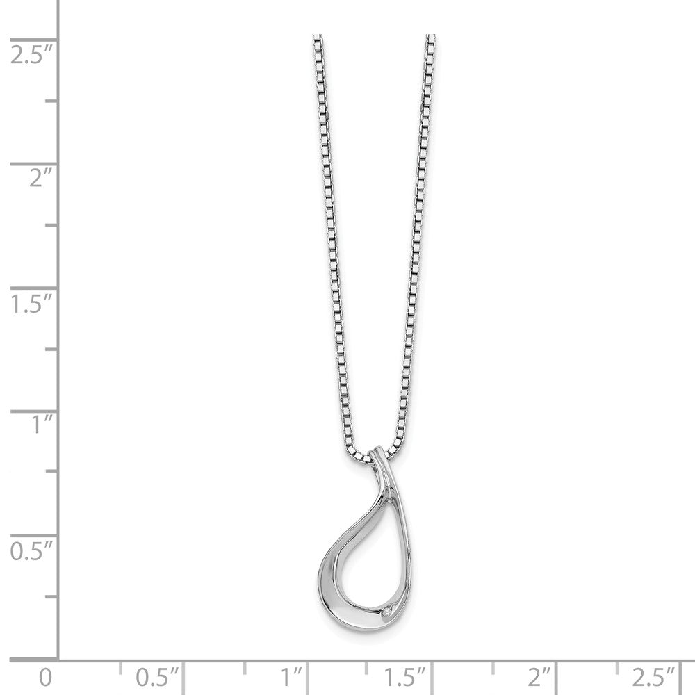 Alternate view of the Twisted Teardrop Diamond Necklace in Rhodium Plated Silver, 18-20 Inch by The Black Bow Jewelry Co.
