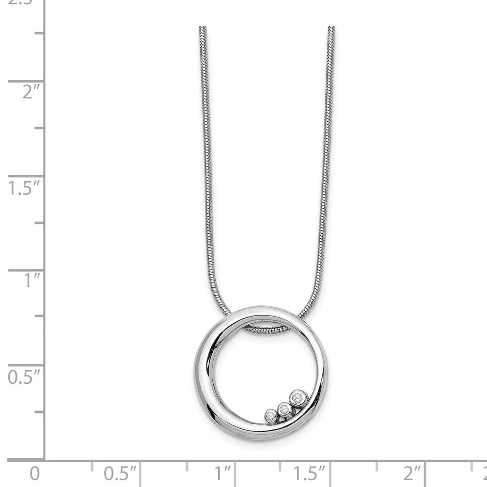 Alternate view of the 19mm Asymmetrical Diamond Circle Adj Necklace in Rhodium Plated Silver by The Black Bow Jewelry Co.