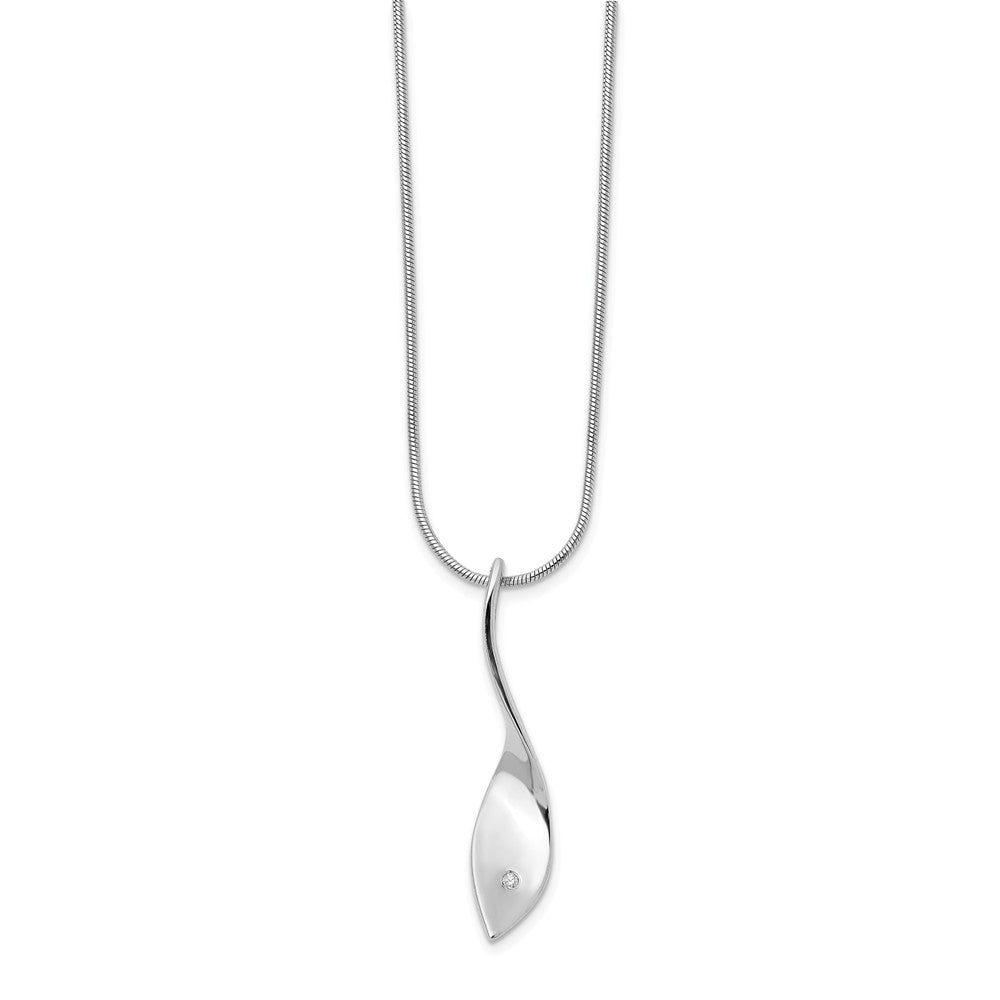 Twisted Diamond Pendant Necklace in Rhodium Plated Silver, 18-20 Inch, Item N10588 by The Black Bow Jewelry Co.