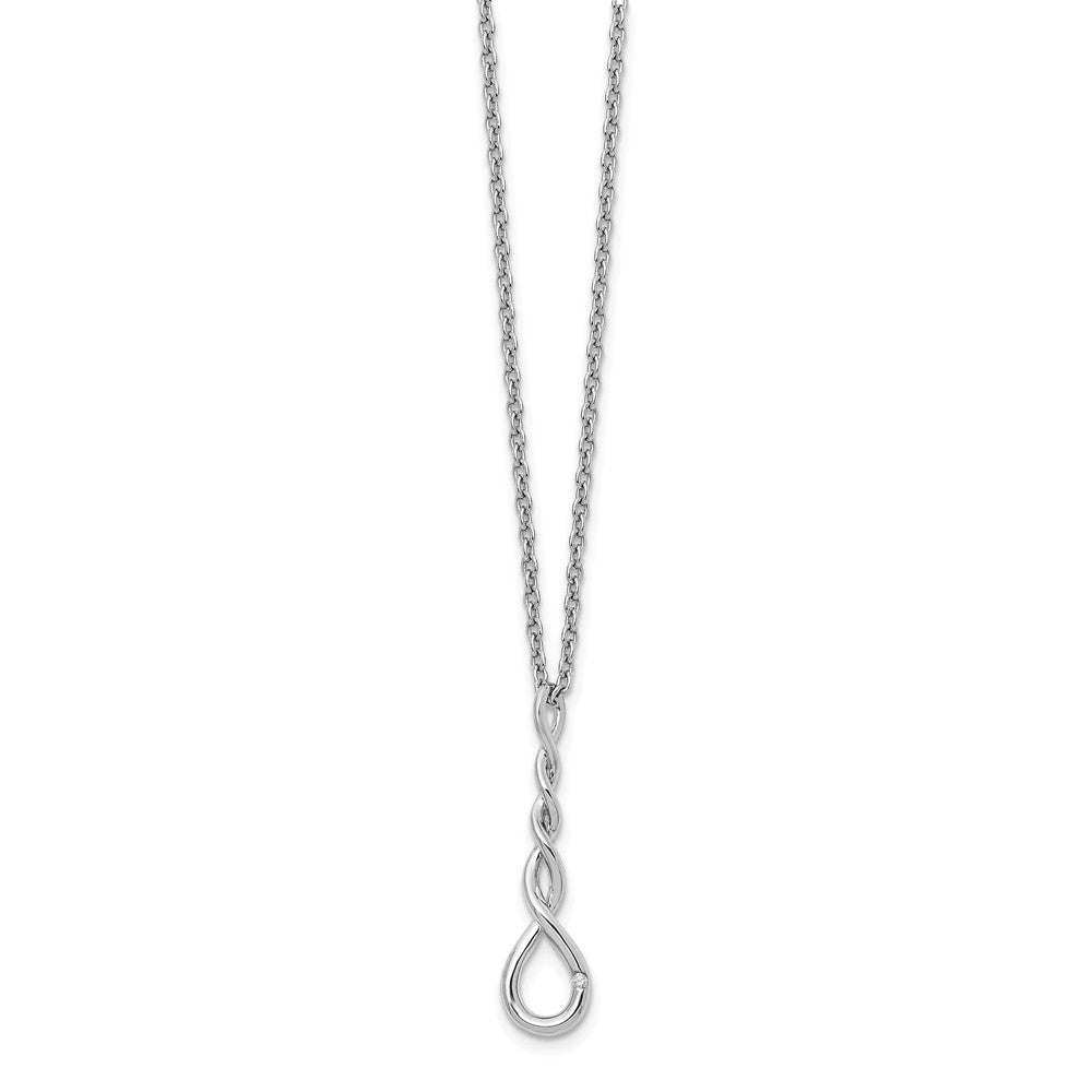 Twisted Diamond Pendant Adjustable Necklace in Rhodium Plated Silver, Item N10590 by The Black Bow Jewelry Co.