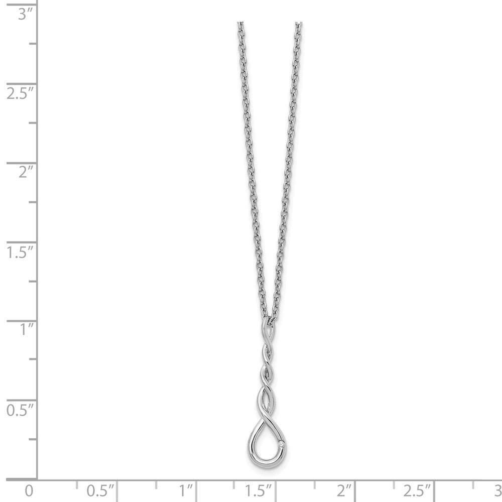 Alternate view of the Twisted Diamond Pendant Adjustable Necklace in Rhodium Plated Silver by The Black Bow Jewelry Co.