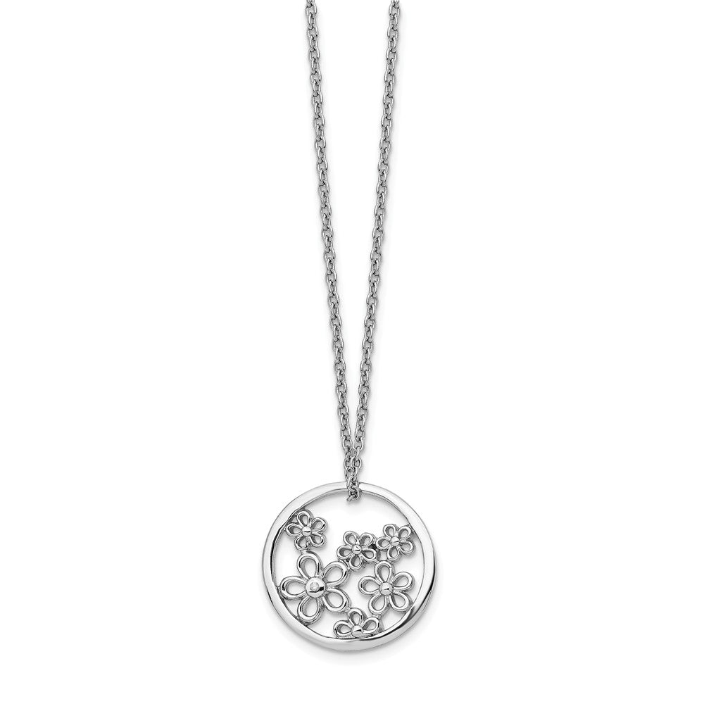 19mm Flower Diamond Necklace in Rhodium Plated Silver, 18-20 Inch, Item N10599 by The Black Bow Jewelry Co.