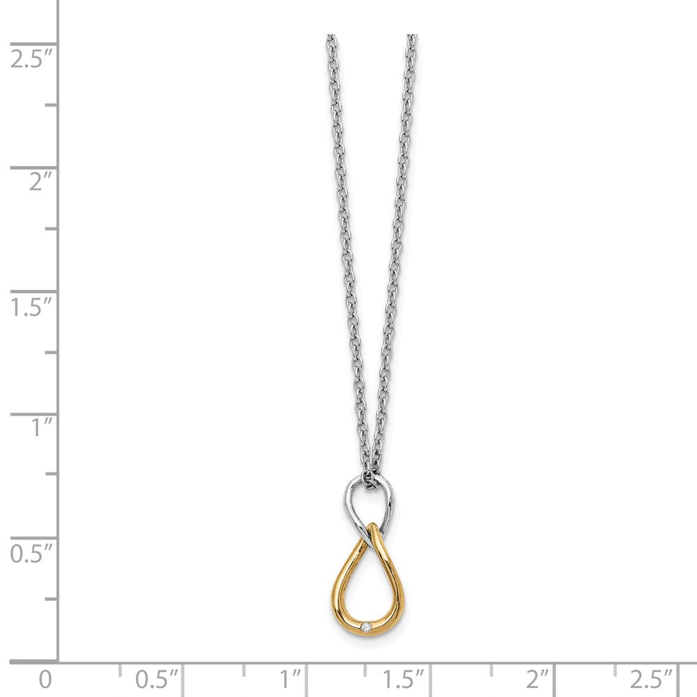 Alternate view of the Twisted Diamond Necklace, Rhodium &amp; Gold Tone Plated Silver, 18-20 In by The Black Bow Jewelry Co.
