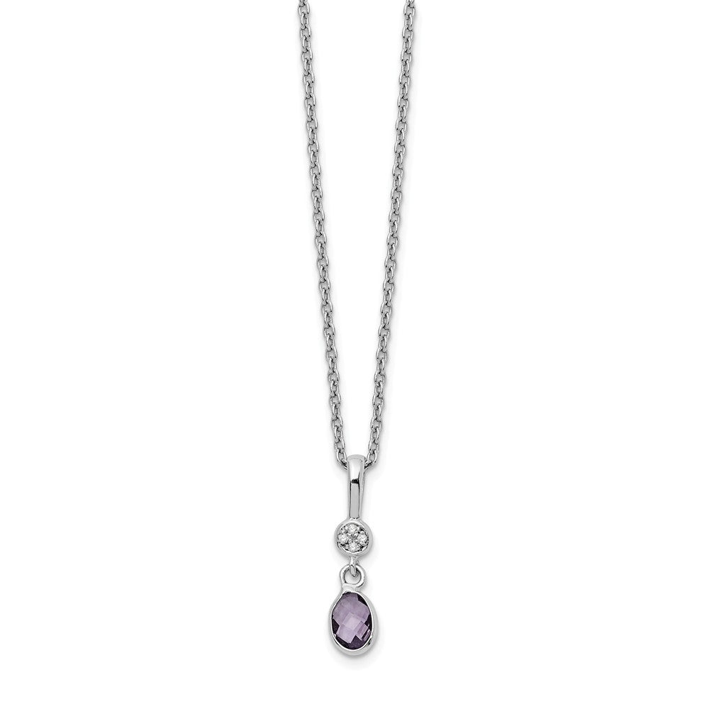 Oval Amethyst &amp; Diamond Necklace in Rhodium Plated Silver, 18-20 Inch, Item N10607 by The Black Bow Jewelry Co.