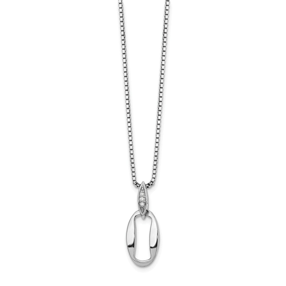 Diamond Oval Keyhole Necklace in Rhodium Plated Silver, 18-20 Inch, Item N10611 by The Black Bow Jewelry Co.