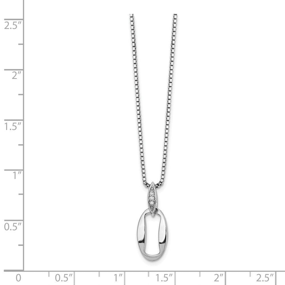 Alternate view of the Diamond Oval Keyhole Necklace in Rhodium Plated Silver, 18-20 Inch by The Black Bow Jewelry Co.