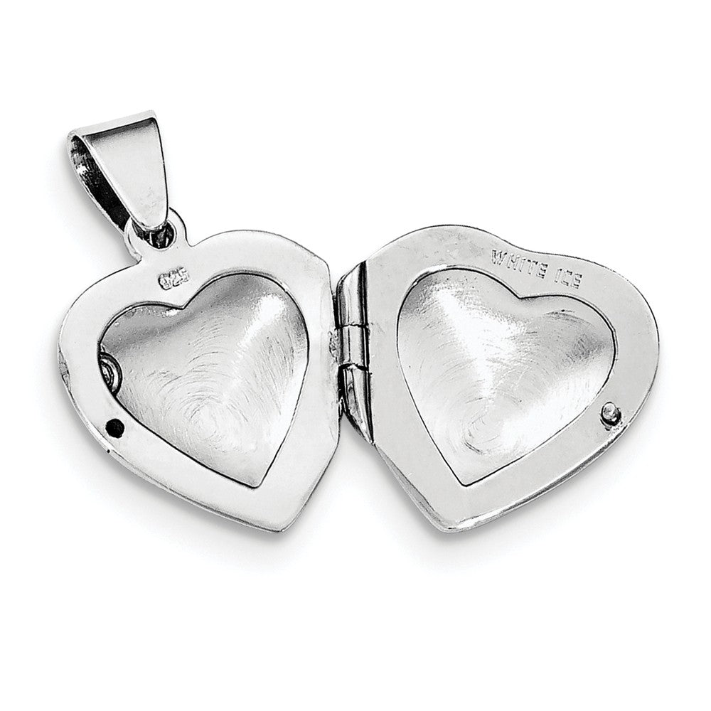 Alternate view of the 17mm Diamond Heart Locket Necklace, Rhodium Plated Silver, 18-20 Inch by The Black Bow Jewelry Co.