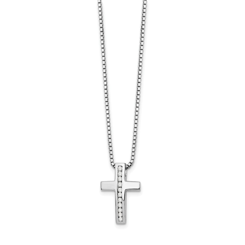Diamond Cross Necklace in Rhodium Plated Silver, 18-20 Inch, Item N10627 by The Black Bow Jewelry Co.