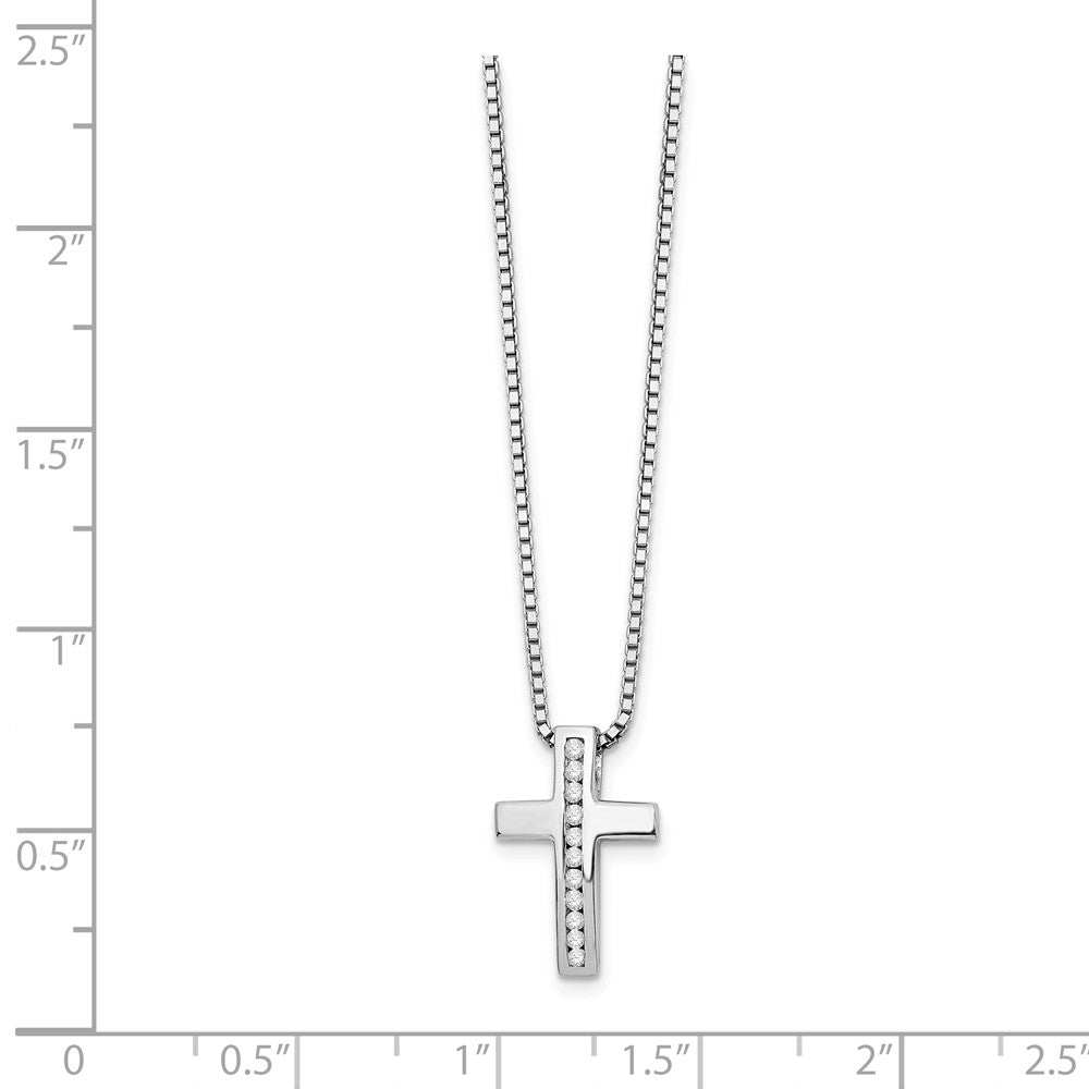 Alternate view of the Diamond Cross Necklace in Rhodium Plated Silver, 18-20 Inch by The Black Bow Jewelry Co.