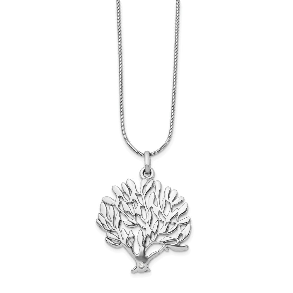 Diamond Tree Necklace in Rhodium Plated Silver, 18-20 Inch, Item N10628 by The Black Bow Jewelry Co.