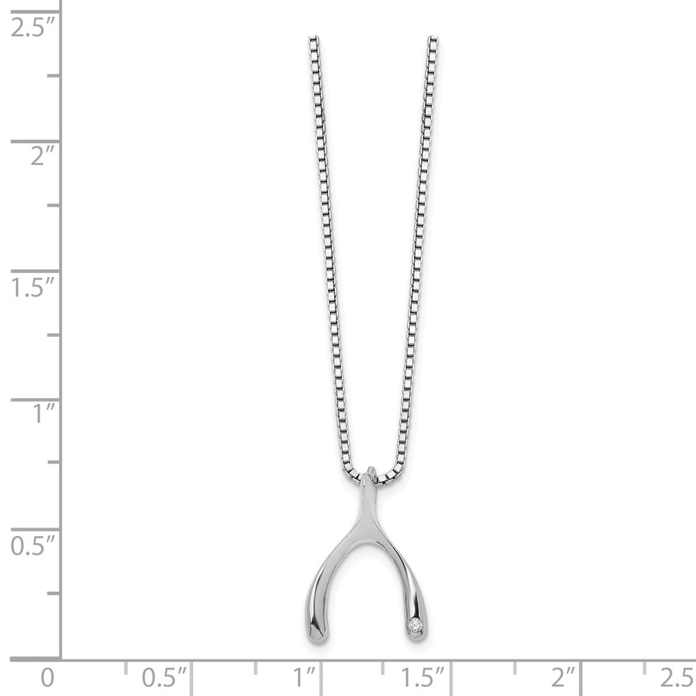 Alternate view of the Diamond Wishbone Necklace in Rhodium Plated Silver, 18-20 Inch by The Black Bow Jewelry Co.