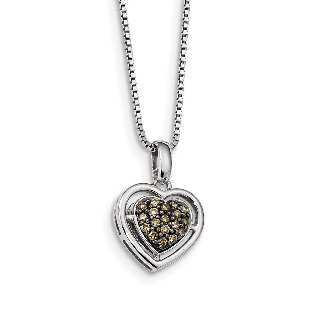 1/4 Ctw Champagne Diamond 15mm Heart Necklace in Sterling Silver, Item N10667 by The Black Bow Jewelry Co.