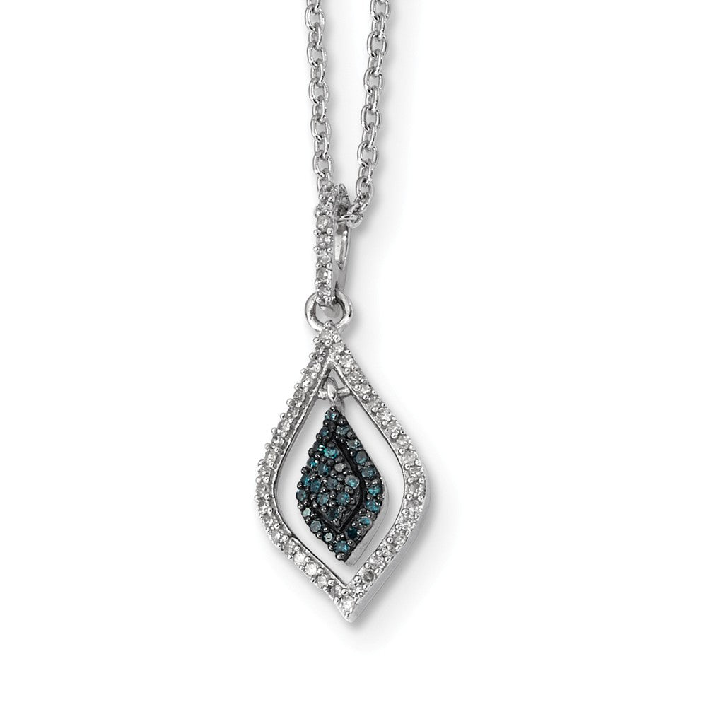 1/5 Ctw Blue &amp; White Diamond Double Marquise Sterling Silver Necklace, Item N10713 by The Black Bow Jewelry Co.