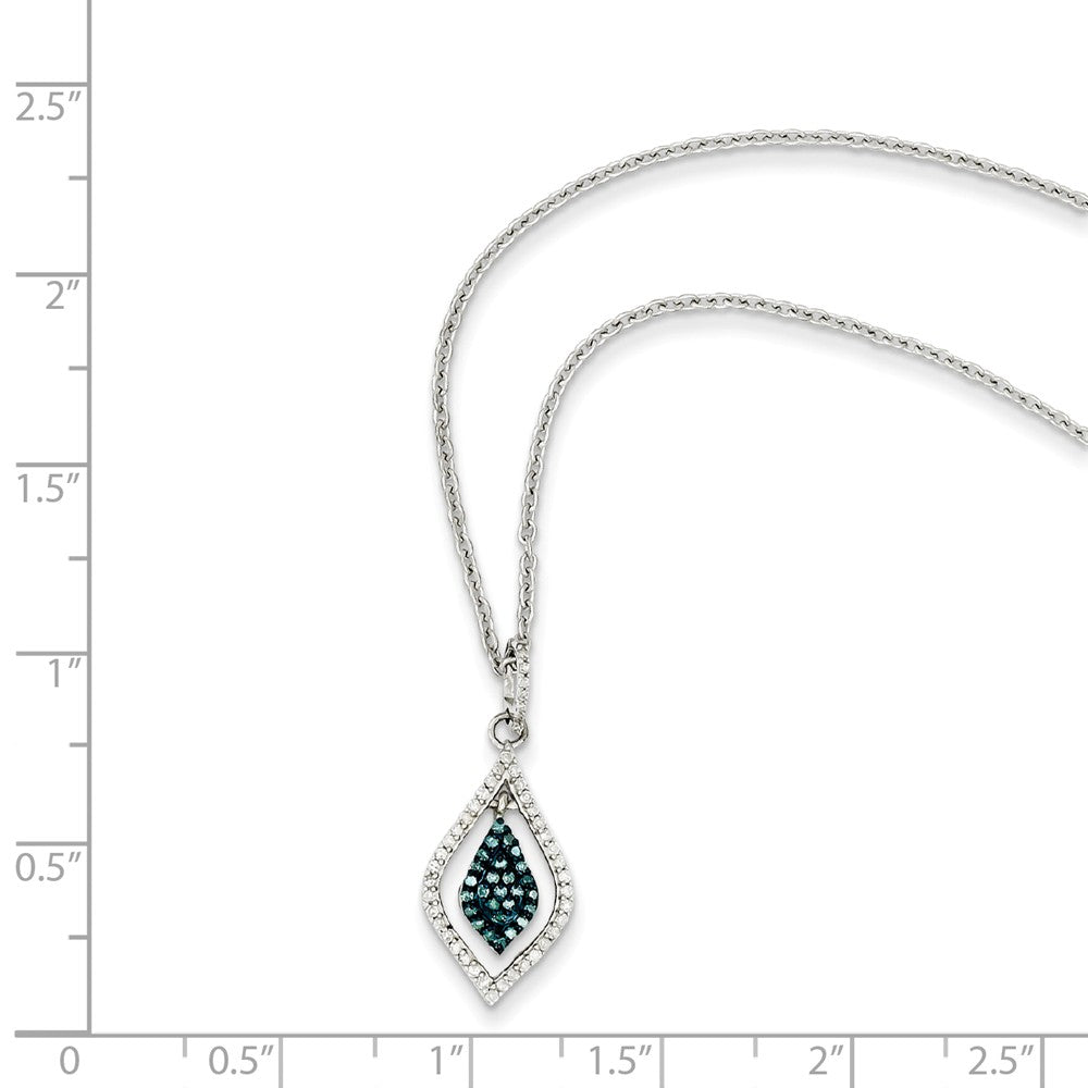 Alternate view of the 1/5 Ctw Blue &amp; White Diamond Double Marquise Sterling Silver Necklace by The Black Bow Jewelry Co.