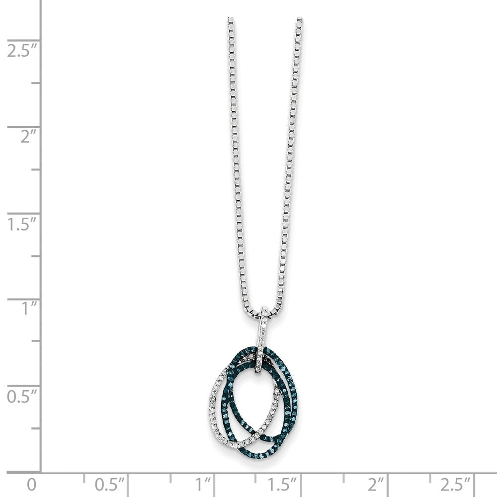 Alternate view of the Blue &amp; White Diamond Triple Oval Necklace in Sterling Silver by The Black Bow Jewelry Co.