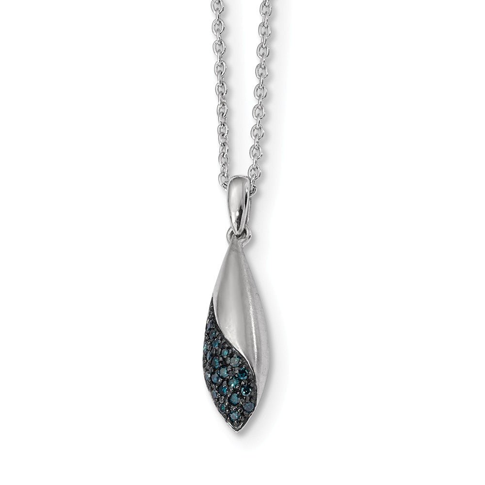 1/8 Ctw Blue Diamond &amp; Rhodium Plated Sterling Silver Necklace, Item N10743 by The Black Bow Jewelry Co.