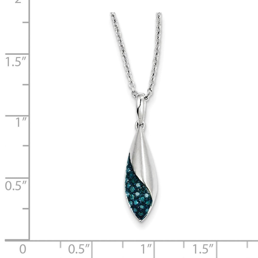 Alternate view of the 1/8 Ctw Blue Diamond &amp; Rhodium Plated Sterling Silver Necklace by The Black Bow Jewelry Co.