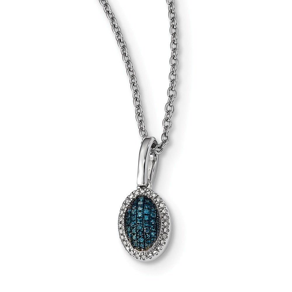 1/20 Ctw Blue &amp; White Diamond Small Oval Necklace in Sterling Silver, Item N10754 by The Black Bow Jewelry Co.