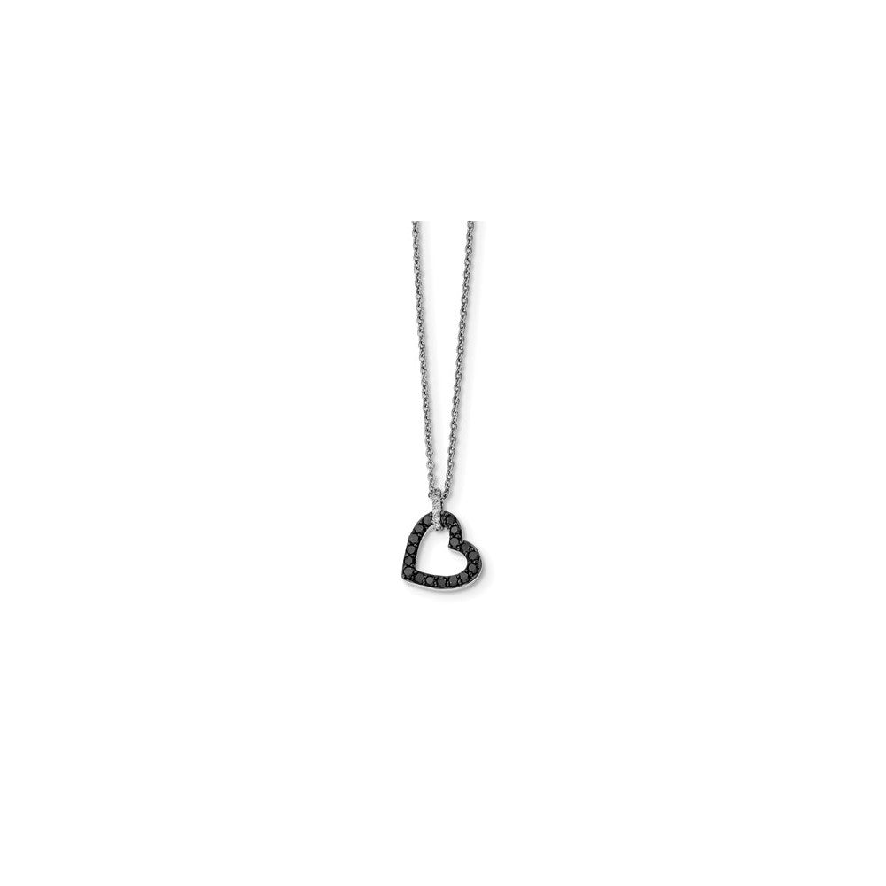 1/2 Cttw Black &amp; White Diamond 13mm Heart Necklace in Sterling Silver, Item N10765 by The Black Bow Jewelry Co.