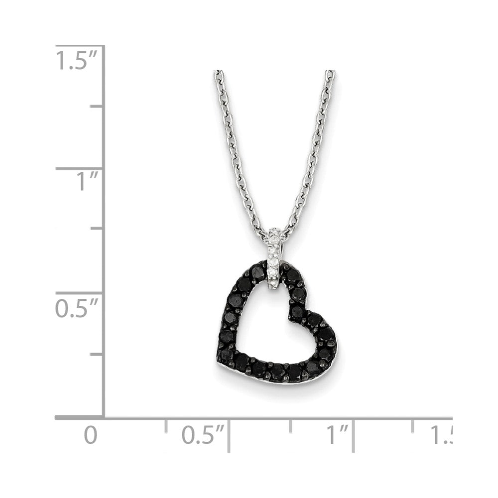 Alternate view of the 1/2 Cttw Black &amp; White Diamond 13mm Heart Necklace in Sterling Silver by The Black Bow Jewelry Co.