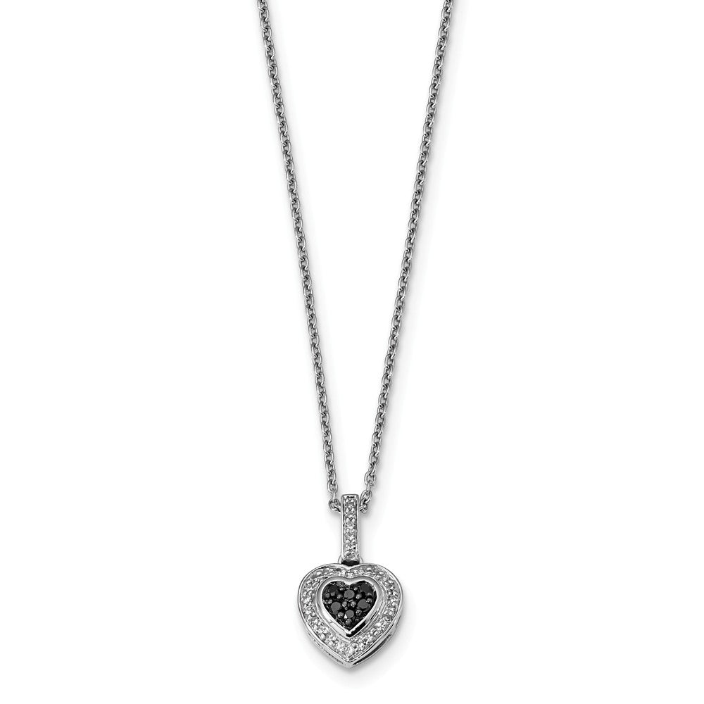 1/4 Ctw Black &amp; White Diamond 11mm Heart Necklace in Sterling Silver, Item N10767 by The Black Bow Jewelry Co.