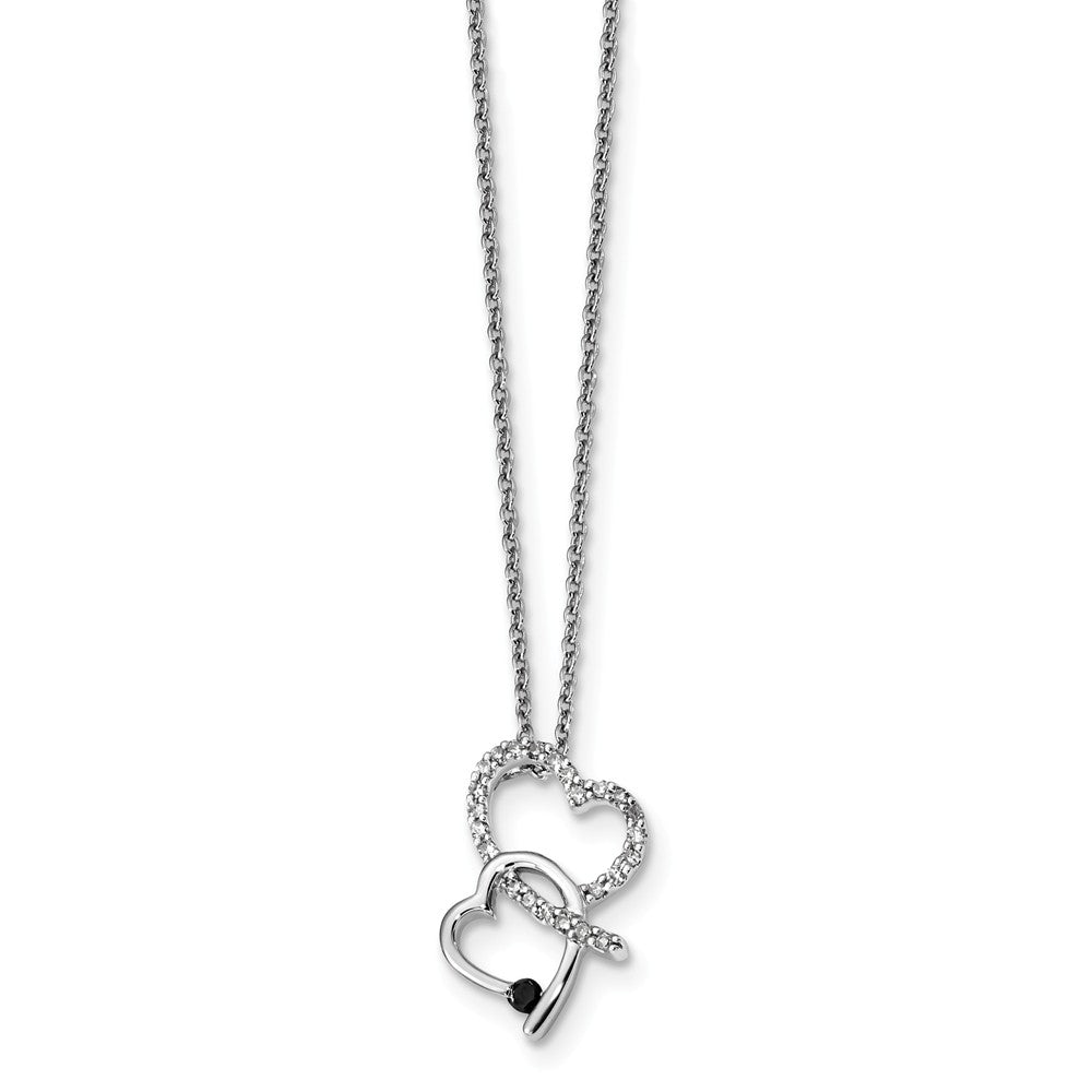 1/4 Ctw Black &amp; White Diamond Double Heart Necklace in Sterling Silver, Item N10772 by The Black Bow Jewelry Co.