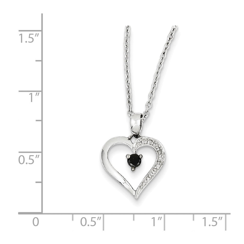 Alternate view of the 1/8 Ctw Black &amp; White Diamond 13mm Heart Necklace in Sterling Silver by The Black Bow Jewelry Co.