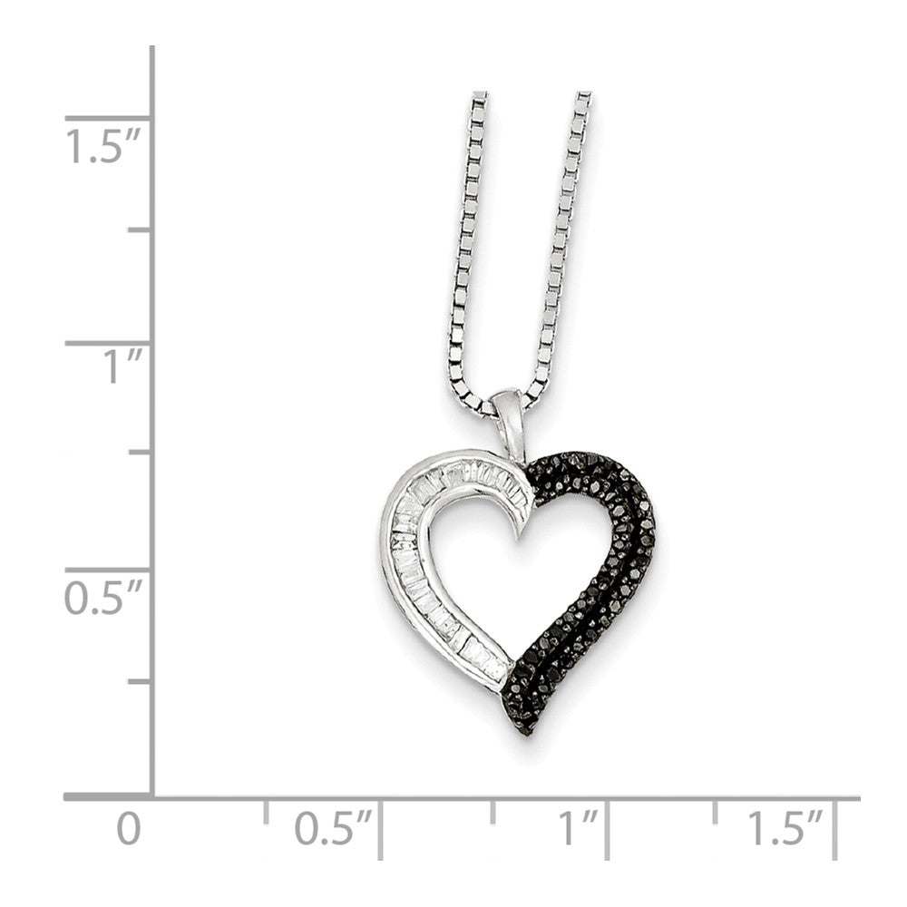Alternate view of the 1/4 Cttw Black &amp; White Diamond 16mm Heart Necklace in Sterling Silver by The Black Bow Jewelry Co.