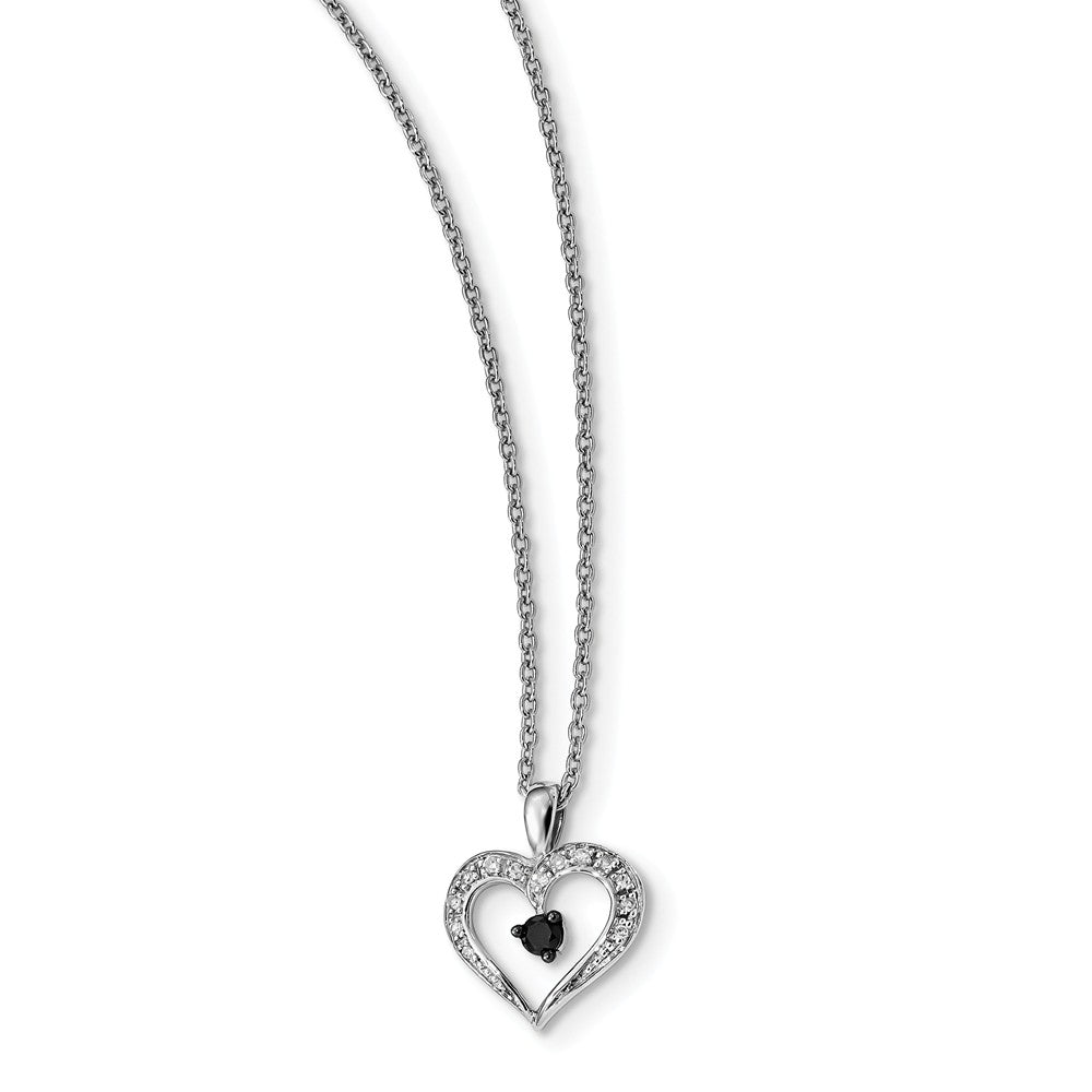 1/6 Cttw White &amp; Black Diamond 13mm Heart Necklace in Sterling Silver, Item N10778 by The Black Bow Jewelry Co.