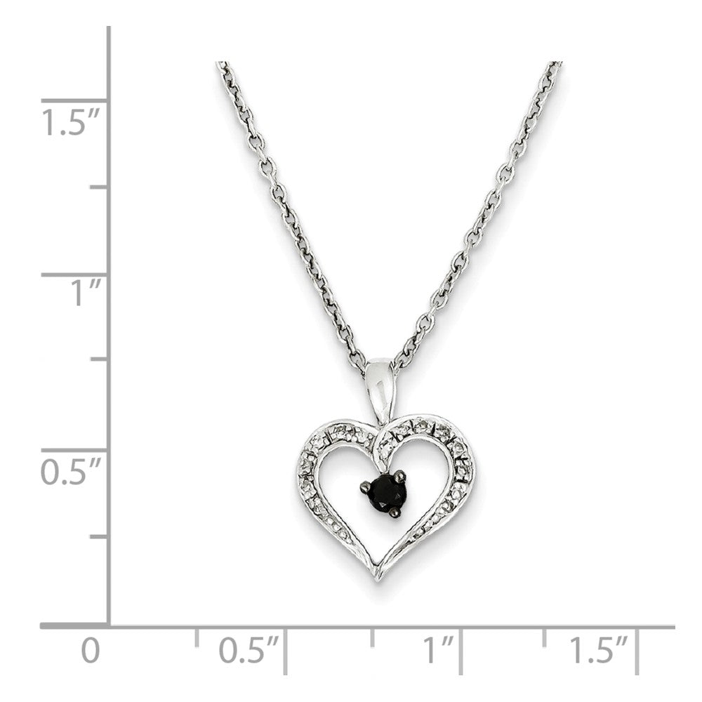 Alternate view of the 1/6 Cttw White &amp; Black Diamond 13mm Heart Necklace in Sterling Silver by The Black Bow Jewelry Co.